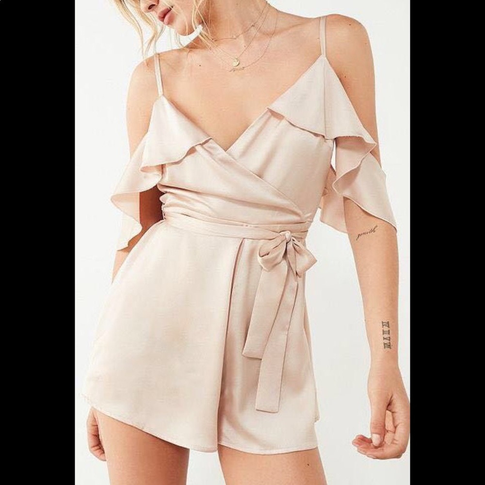 Urban Outfitters Gold Satin Romper